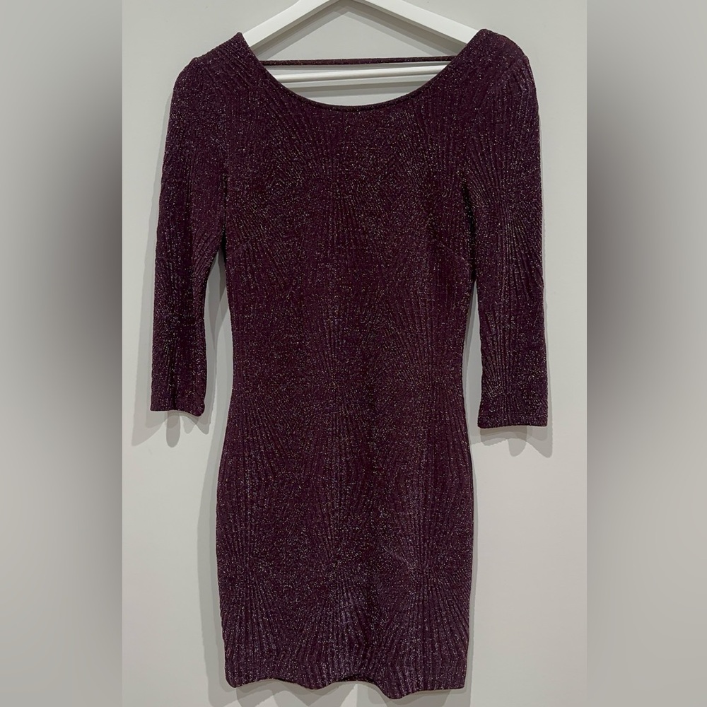 Trixxi Shimmering Burgundy 3/4 Sleeve Dress - Juniors Size 7 - Adult: S/M